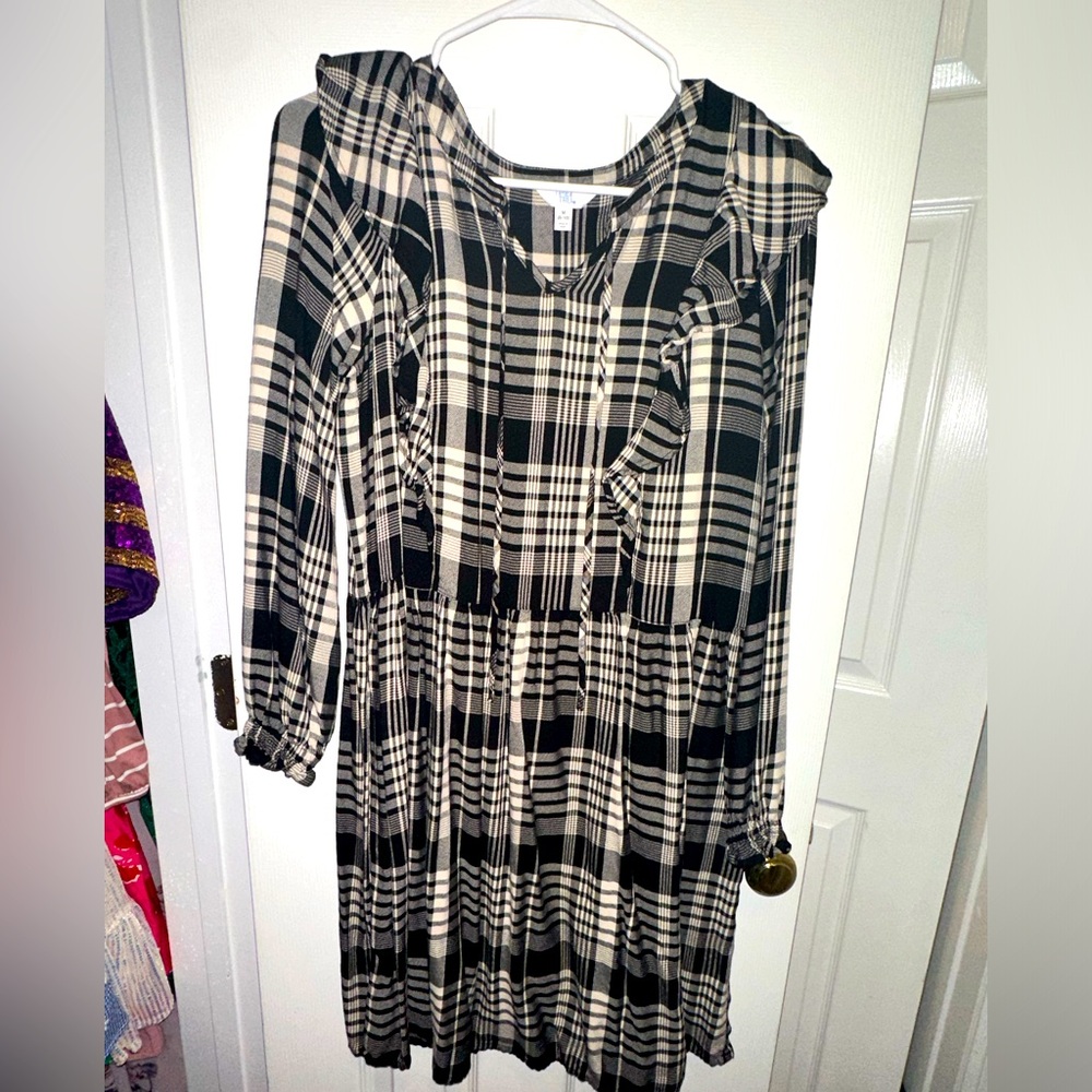 Black/white plaid short dress